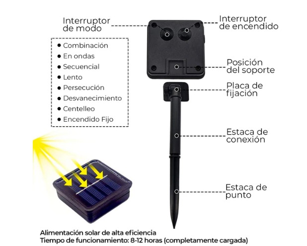 Luz de navidad solar 10m - Imagen 5